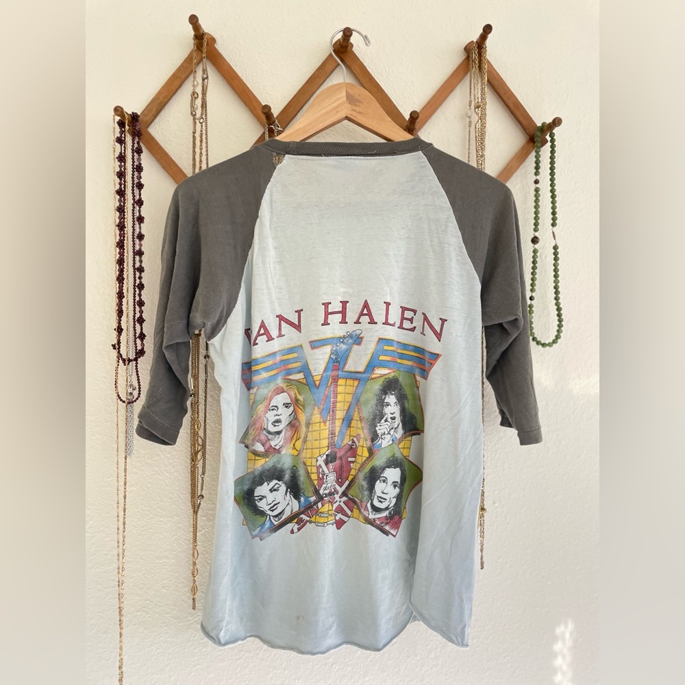 Vintage Van Halen Thrashed Raglan Shirt Authentic Original Bootleg - Picture 9 of 10